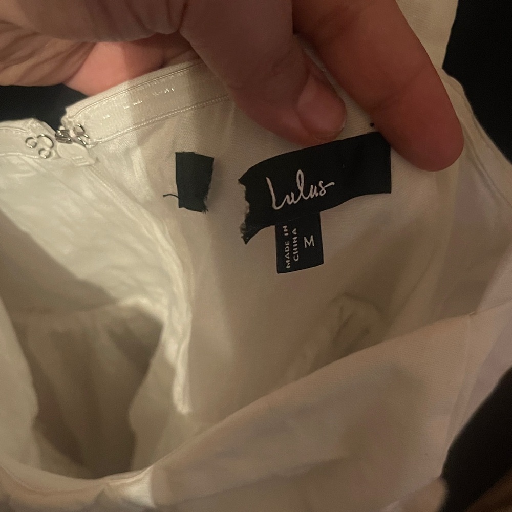 Lulu's Tier-ly Delightful White Tie-Strap Tiered Bustier Mini Dress - Picture 5 of 7